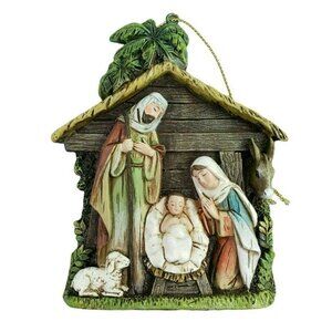 Roman Christmas Ornament Holy Family Nativity Stable Scene 3D Josephs Studio‎